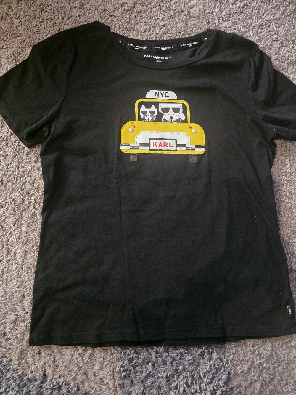 Karl Lagerfeld Black Tee with Yellow Taxi Graphic